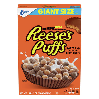 Reese's Puffs Giant Size Sweet and Crunchy Peanut Butter Corn Puffs 29 oz