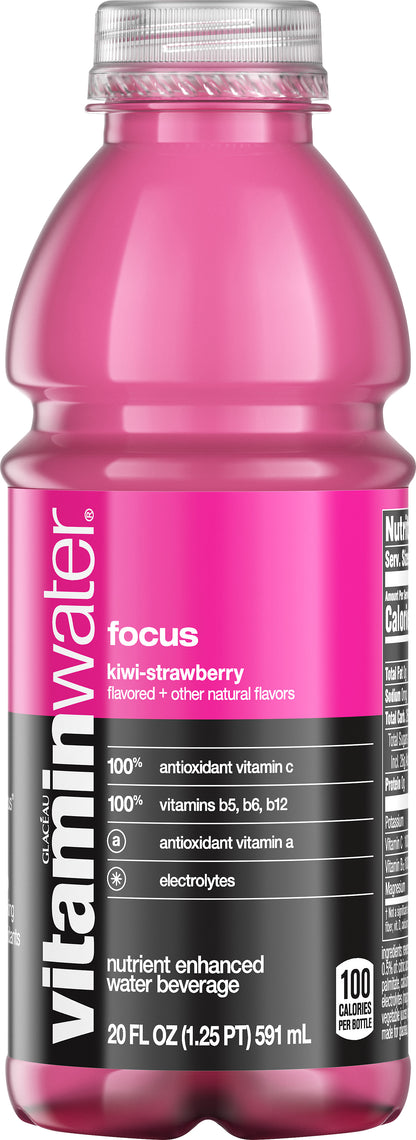 vitaminwater Focus Kiwi-Strawberry Nutrient Enhanced Water Beverage 20 oz