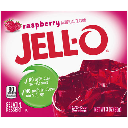 Jell-O Raspberry Instant Gelatin Mix, 3 oz Box