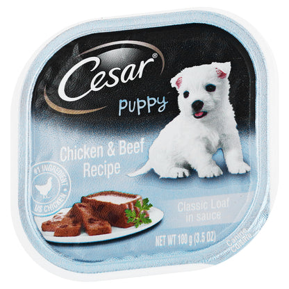 Cesar Classic Loaf in Sauce Puppy Chicken & Beef Recipe Canine Cuisine 100 gr