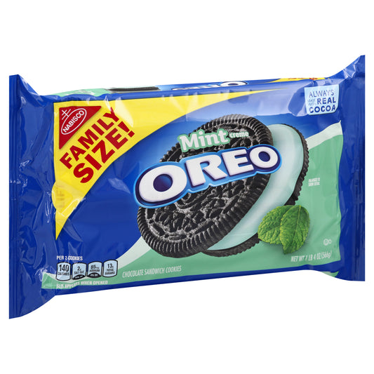 Oreo Family Size Mint Creme Chocolate Sandwich Cookies 20 oz