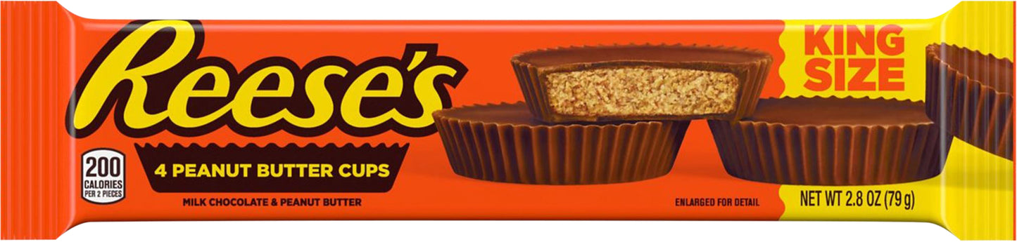 REESE'S Milk Chocolate Peanut Butter King Size Cups Candy, Individually Wrapped, 2.8 oz, Pack