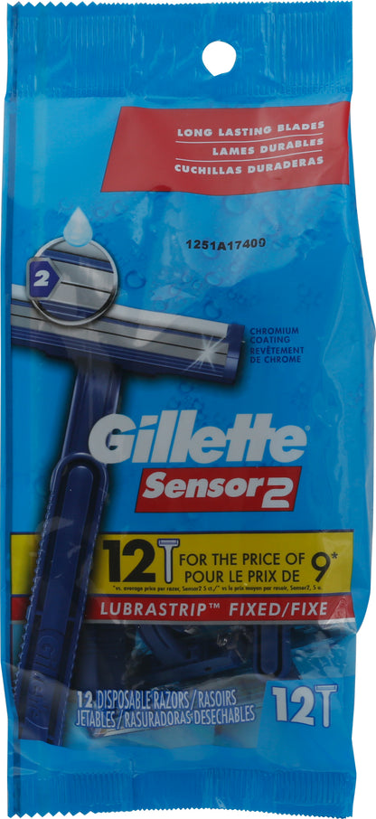 Gillette Sensor 2 Fixed Disposable Razors 12 ea
