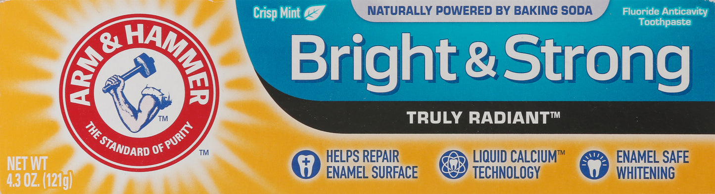Arm & Hammer Truly Radiant Bright & Strong Crisp Mint Fluoride Anticavity Toothpaste 4.3 oz