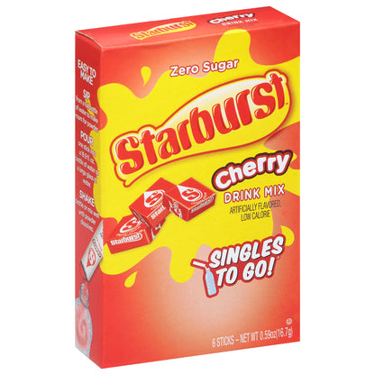 Starburst Singles To Go Zero Sugar Cherry Drink Mix 6 Sticks
