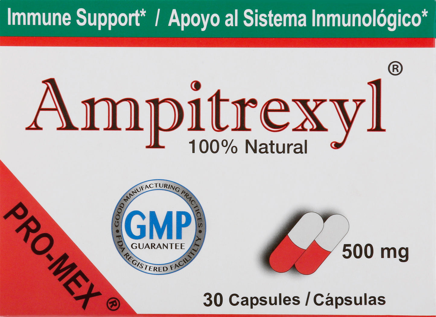 Pro Mex 500 mg Capsules Ampitrexyl 30 ea