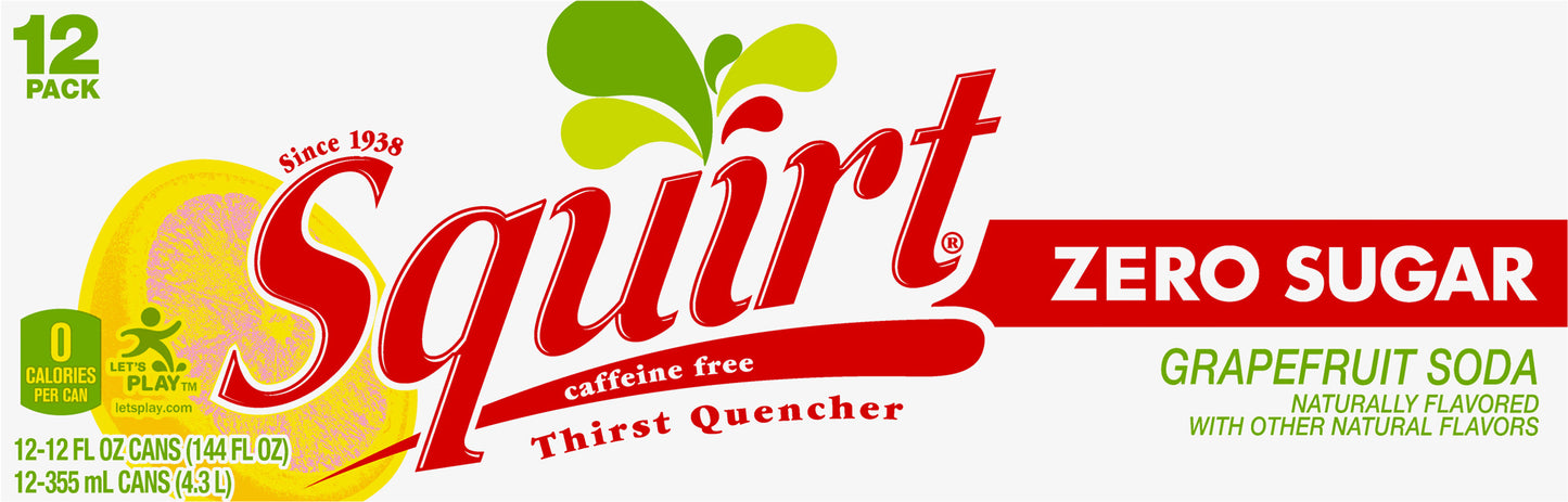 Squirt 12 Pack Zero Sugar Grapefruit Soda 12 - 12 fl oz Cans