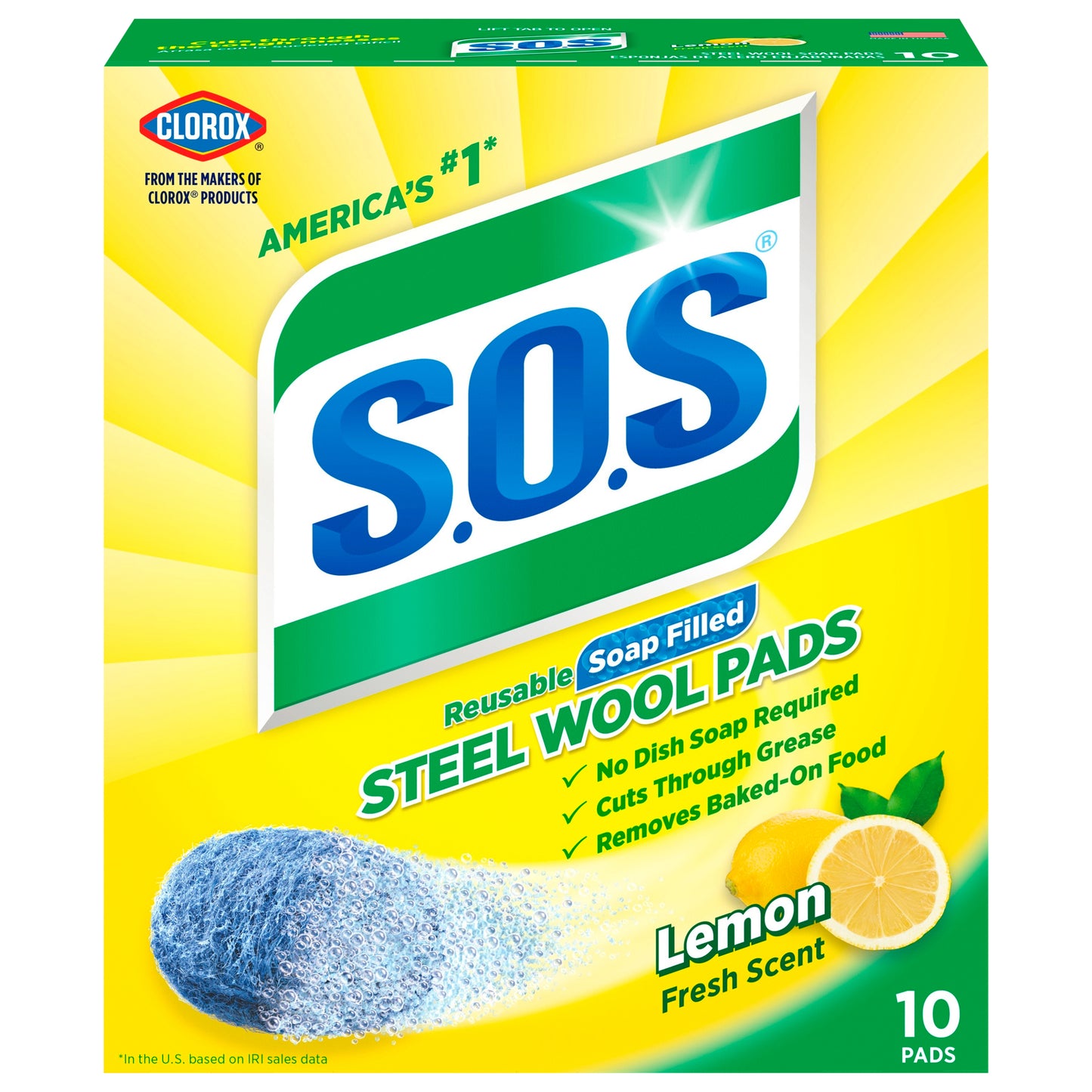 Clorox Reusable Soap Filled Lemon Fresh Scent Steel Wool Pads 10 ea