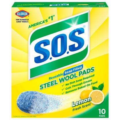 Clorox Reusable Soap Filled Lemon Fresh Scent Steel Wool Pads 10 ea