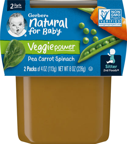 Gerber Natural for Baby 2 Pack Pea Carrot Spinach 2 - 4 oz Packs