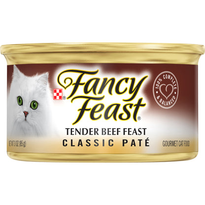 Purina Fancy Feast Grain Free Pate Wet Cat Food, Tender Beef Feast - 3 oz. Can