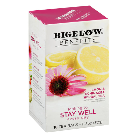 Bigelow Benefits Caffeine Free Bags Lemon & Echinacea Herbal Tea 18 ea