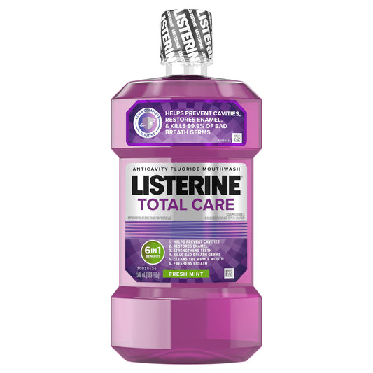 Listerine Total Care Anticavity Fluoride Mouthwash, Fresh Mint, 500 mL