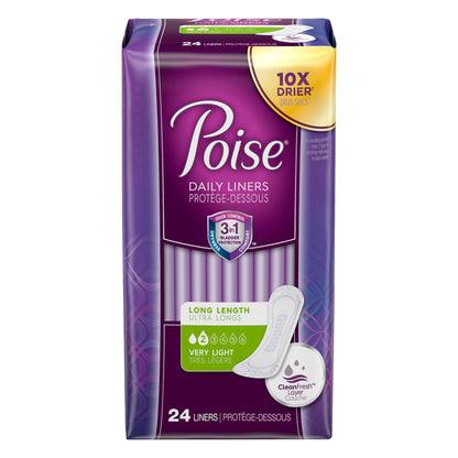 Poise Long Length Very Light Daily Liners 24 ea