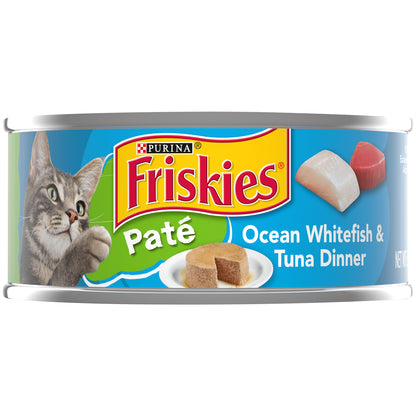 Purina Friskies Pate Wet Cat Food, Ocean Whitefish & Tuna Dinner - 5.5 oz. Can