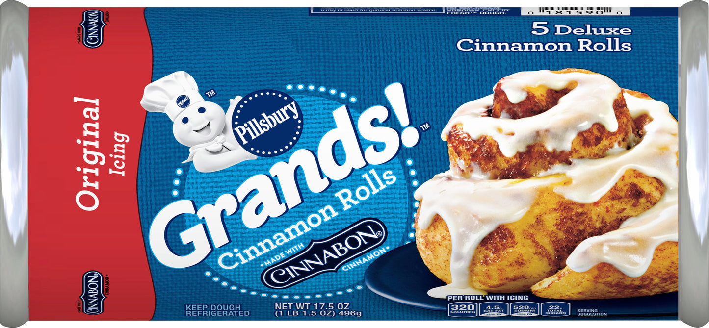 Pillsbury Grands! Cinnamon Rolls with Cinnabon Cinnamon and Original Icing Canned, 5 ct., 17.5 oz.