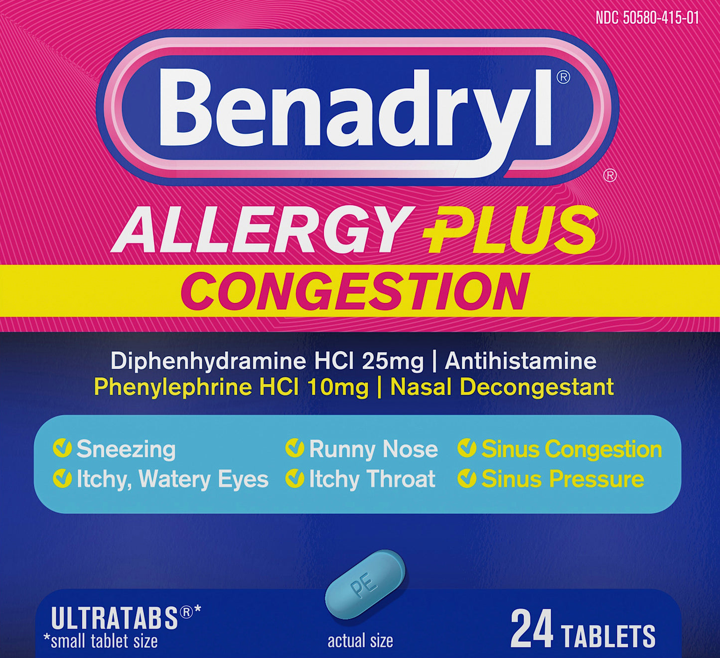 Benadryl Tablets Allergy Plus Congestion 24 ea