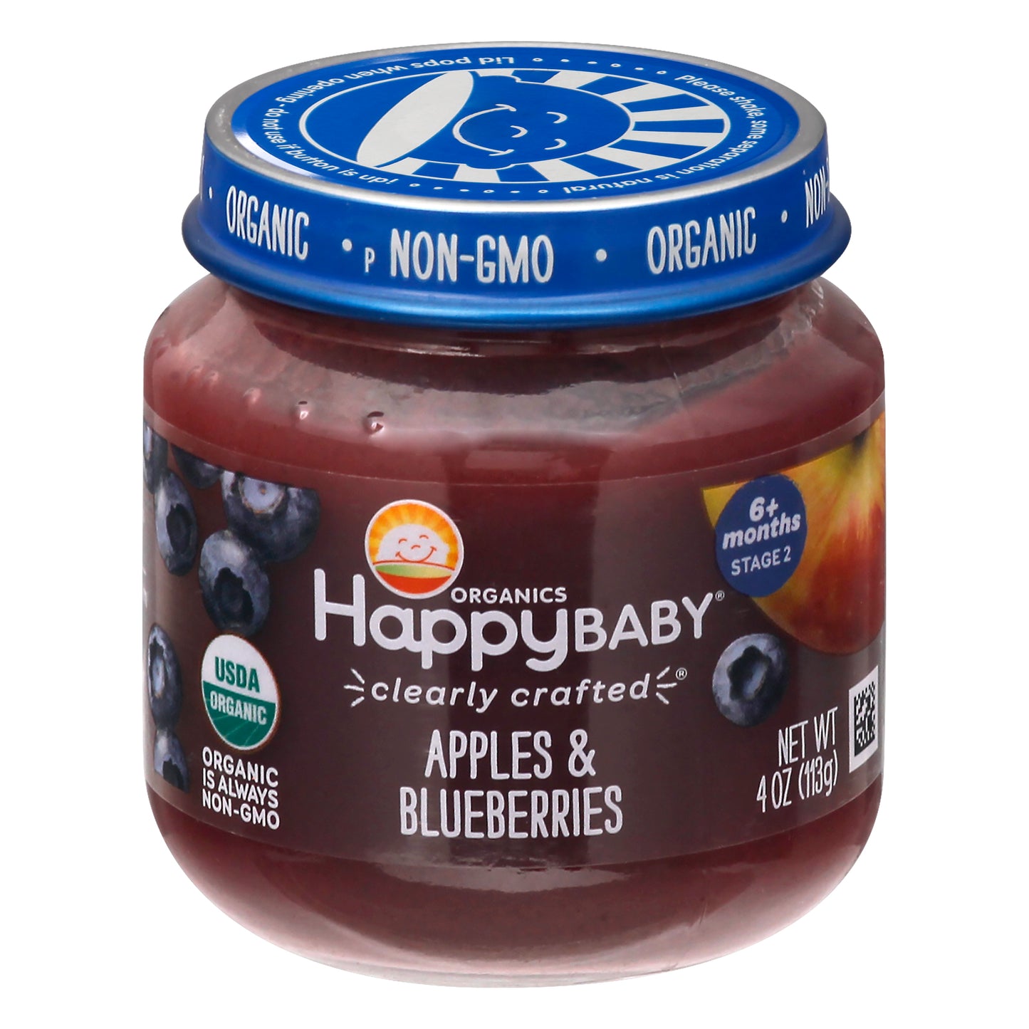 HappyBaby Stage 2 (6+ Months) Organic Apples Blueberries Apples & Blueberries 4 oz