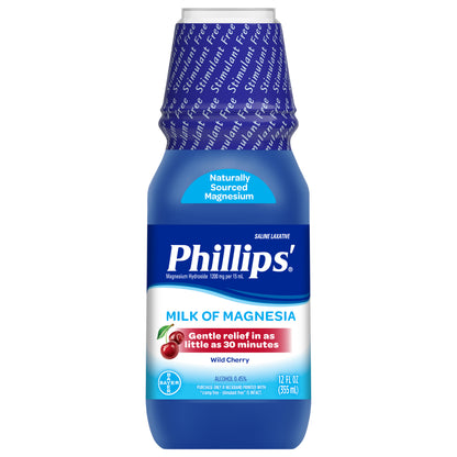 Phillips' Milk Of Magnesia Wild Cherry Saline Laxative 12 oz Bottle