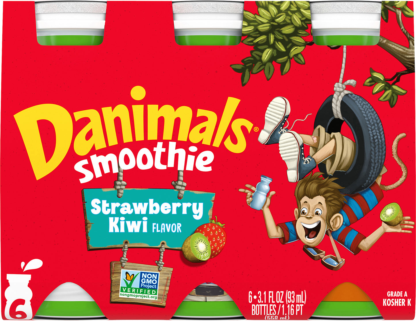 Danimals Strawberry Kiwi Flavor Smoothie 6 ea