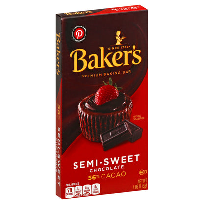 Baker's 56% Cacao Semi-Sweet Chocolate Baking Bar 4 oz