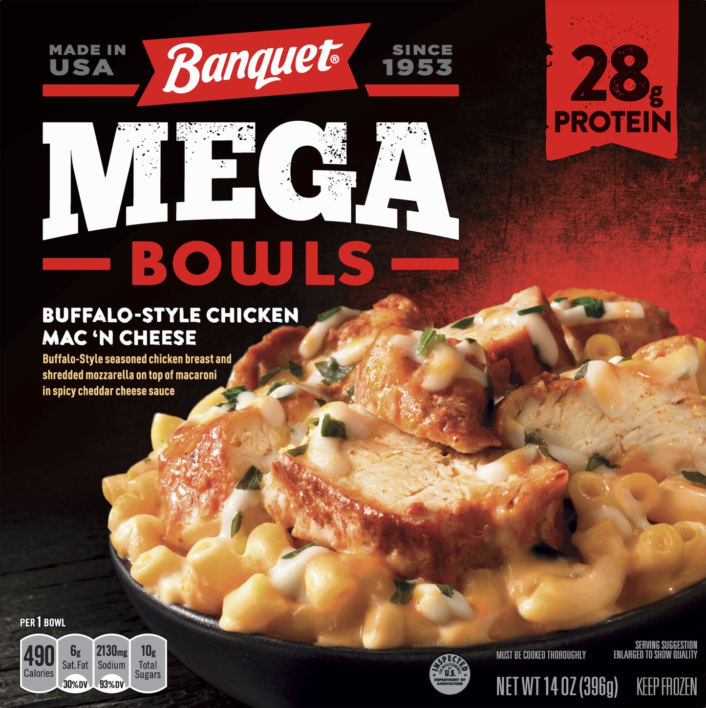 Banquet Mega Bowls Buffalo-Style Chicken Mac 'N Cheese 14 oz