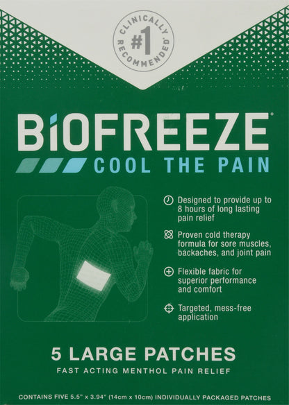 Biofreeze Cool the Pain Large Patches Pain Relief 5 ea