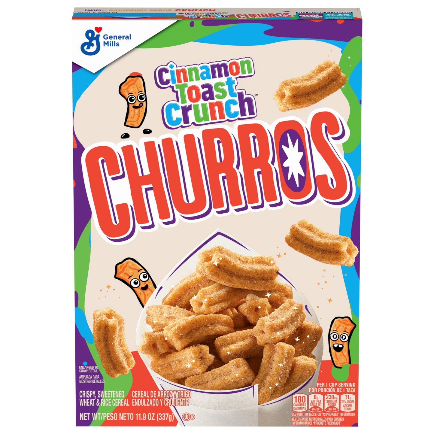 Cinnamon Toast Crunch Churros, Breakfast Cereal, Cinnamon Sugar, 11.9 oz