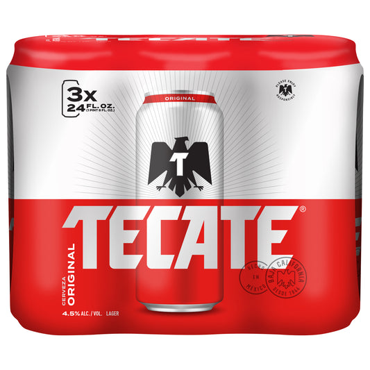 Tecate Original Lager Beer 3 - 24 fl oz Cans
