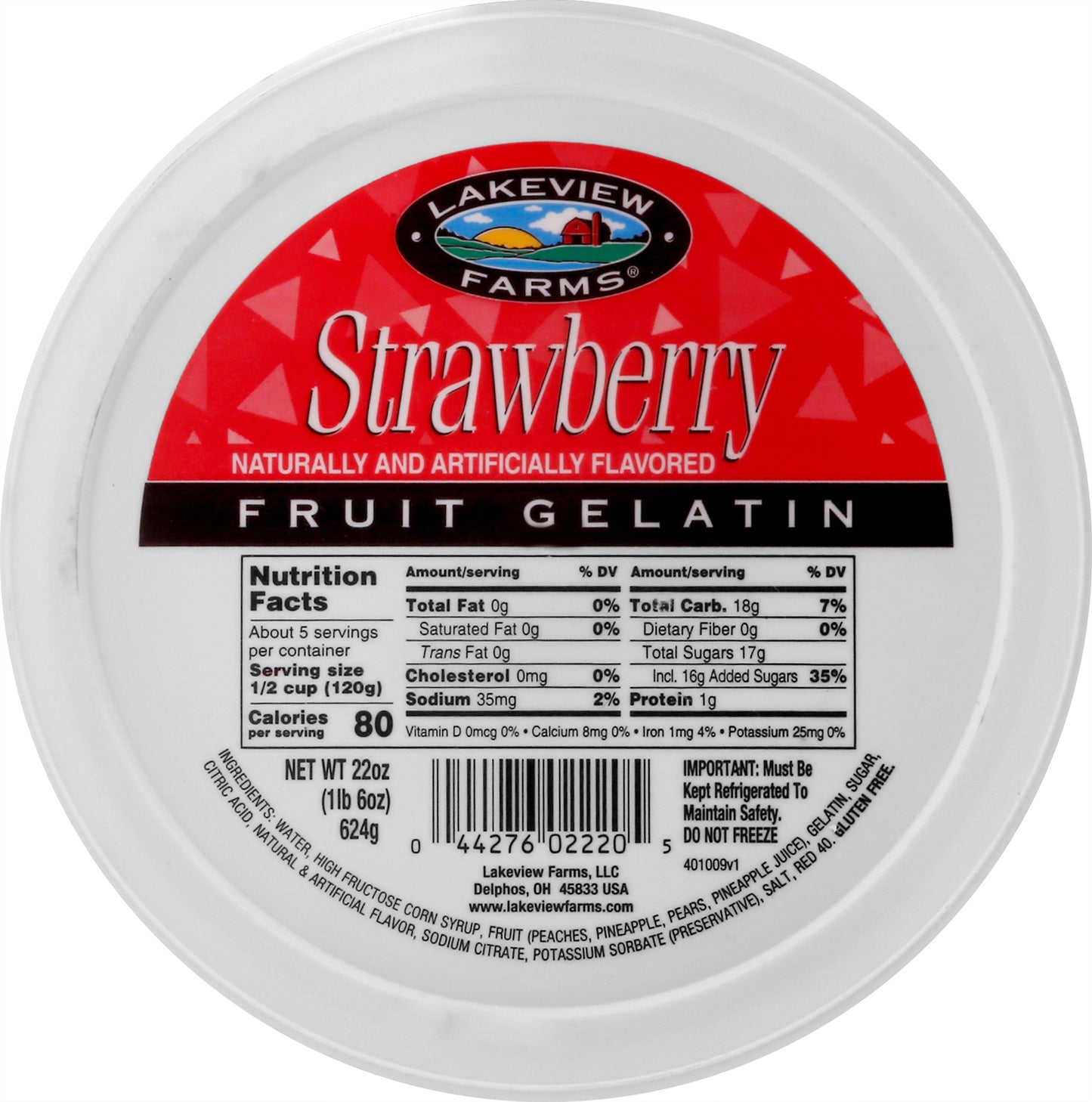 Lakeview Farms Strawberry Fruit Gelatin 22 oz