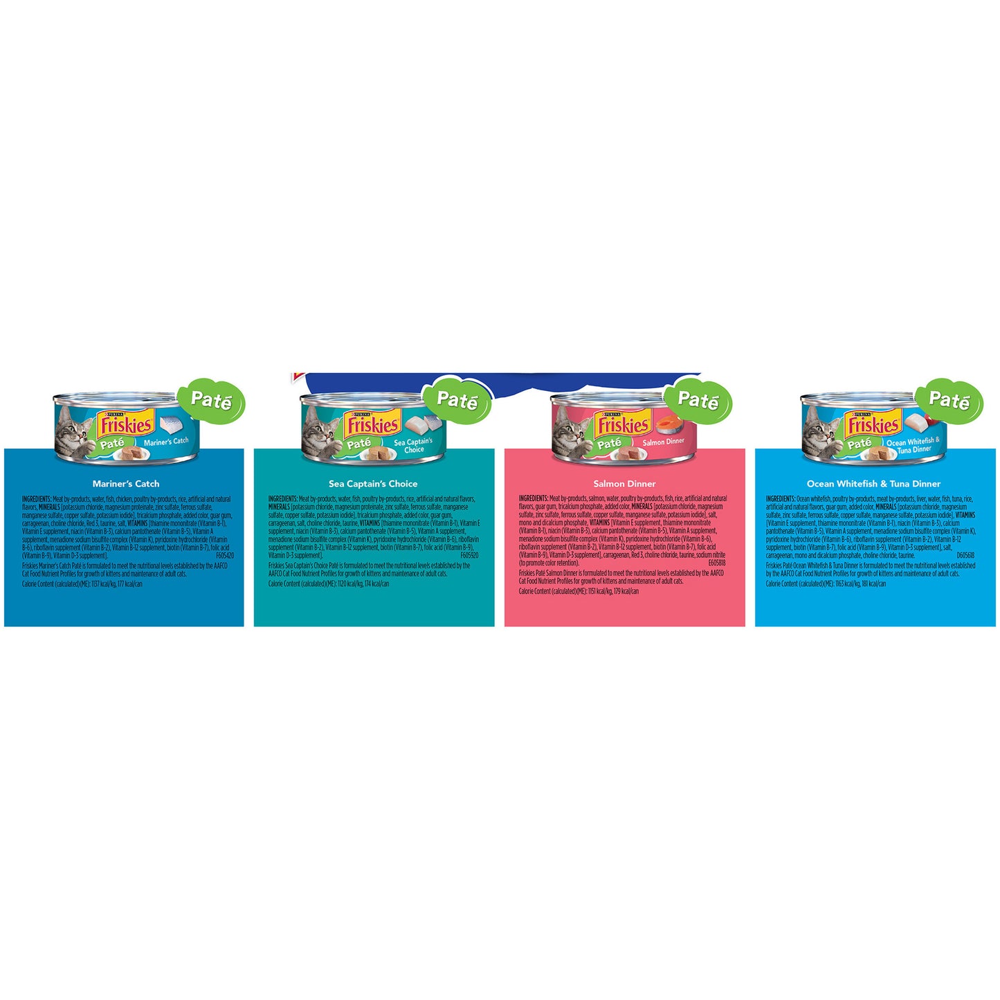 Purina Friskies Pate Wet Cat Food Variety Pack, Seafood Favorites - (32) 5.5 oz. Cans