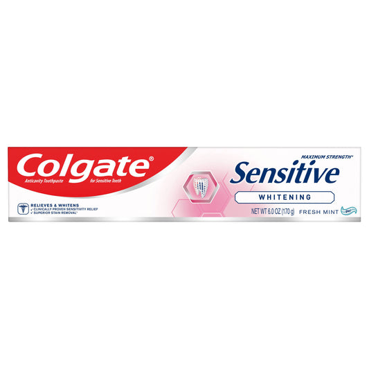 Colgate Sensitive Gel Whitening Maximum Strength Anticavity Fresh Mint Toothpaste 6.0 oz Box
