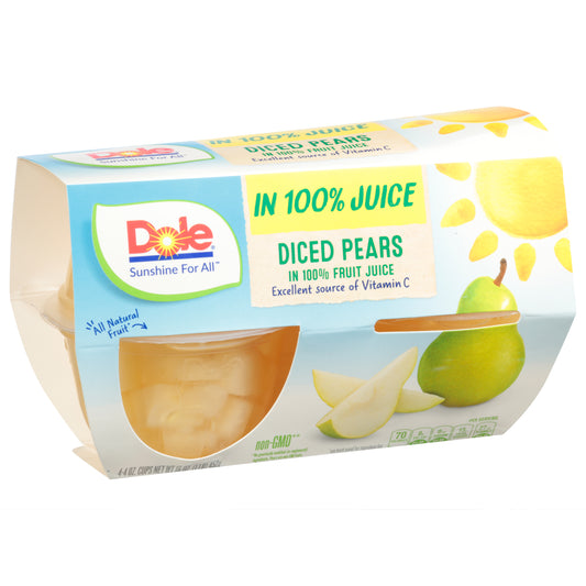 Dole Diced Pears in 100% Juice 4 - 4 oz Cups