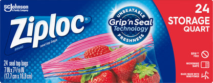 Ziploc Quart Storage Storage Bags 24 ea