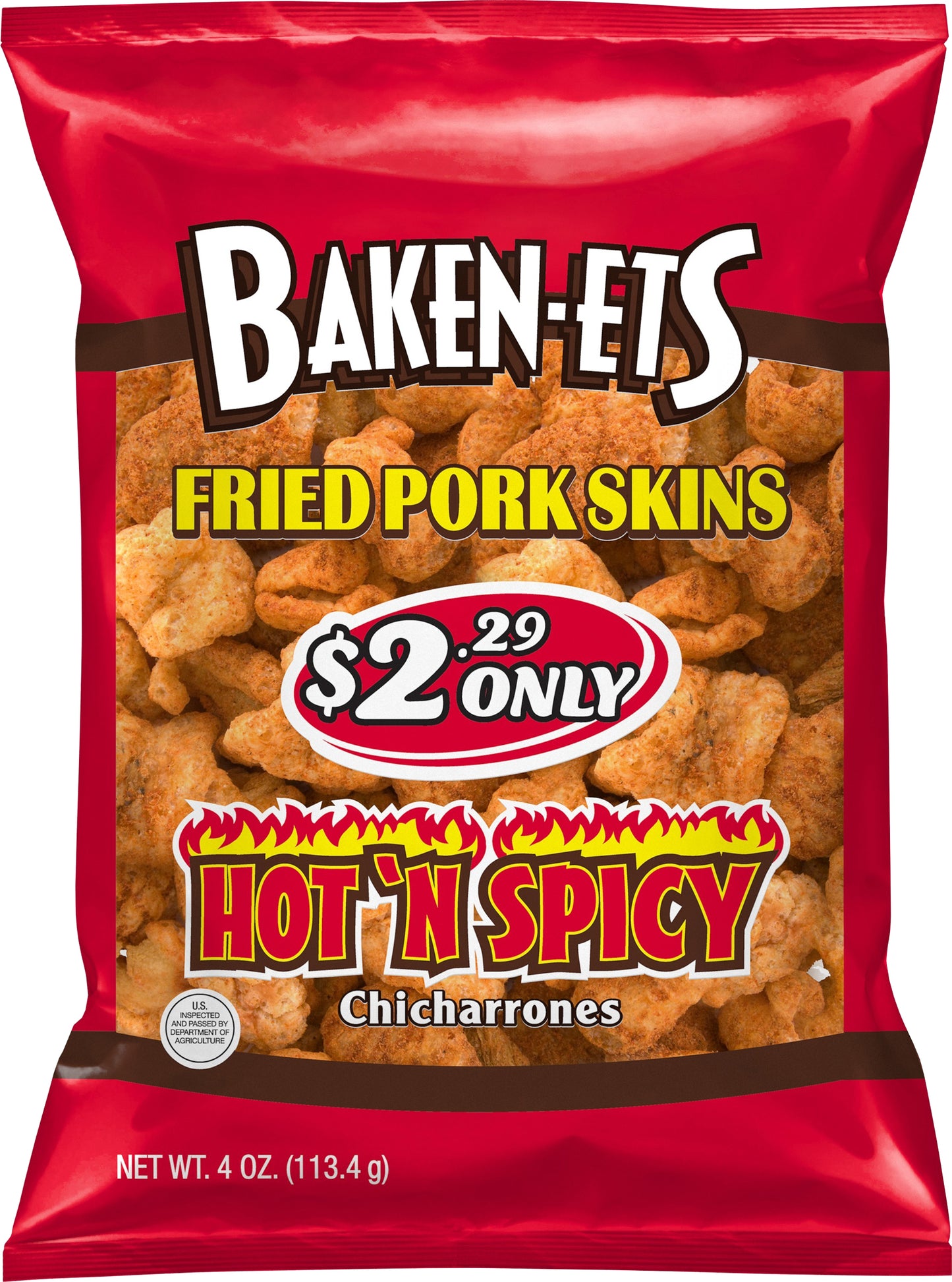 Baken-Ets Chicharrones Hot ’n Spicy Fried Pork Skins 4 oz