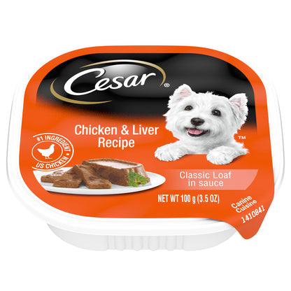 Cesar Chicken & Liver Recipe Classic Loaf in Sauce Canine Cuisine 3.5 oz