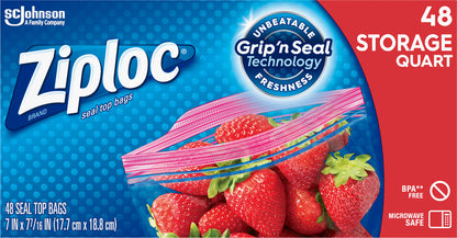 Ziploc Quart Storage Seal Top Bags 48 ea