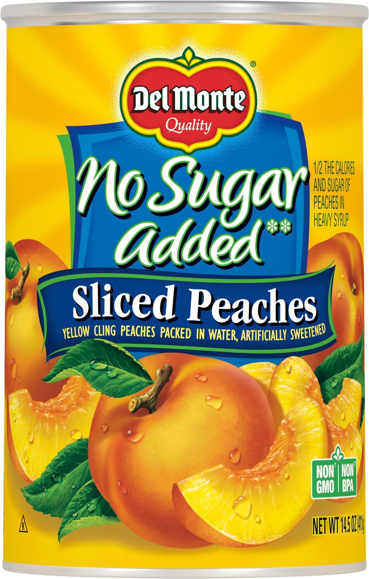Del Monte No Sugar Added Sliced Peaches 14.5 oz Can