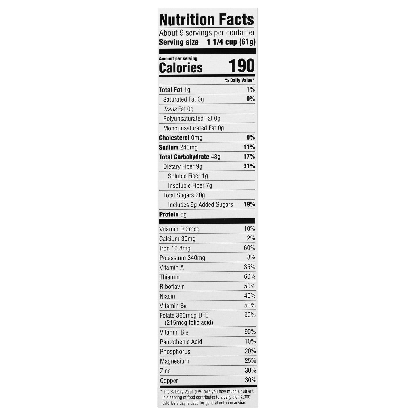 Raisin Bran Whole Grain Cereal 20 oz