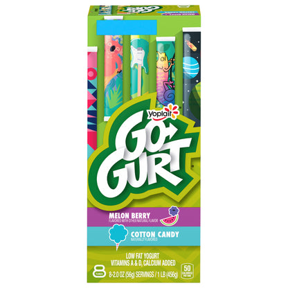 Yoplait Go Gurt Low Fat Cotton Candy/Melon Berry Yogurt 8 ea