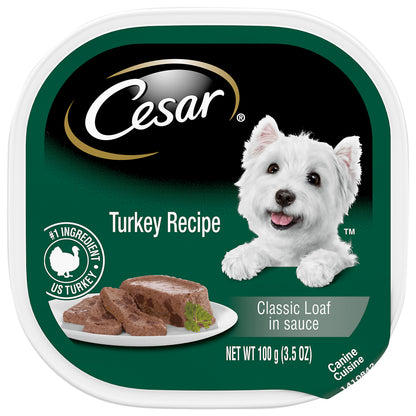 Cesar® Turkey Recipe Classic Loaf in Sauce Canine Cuisine 3.5 oz. Tray