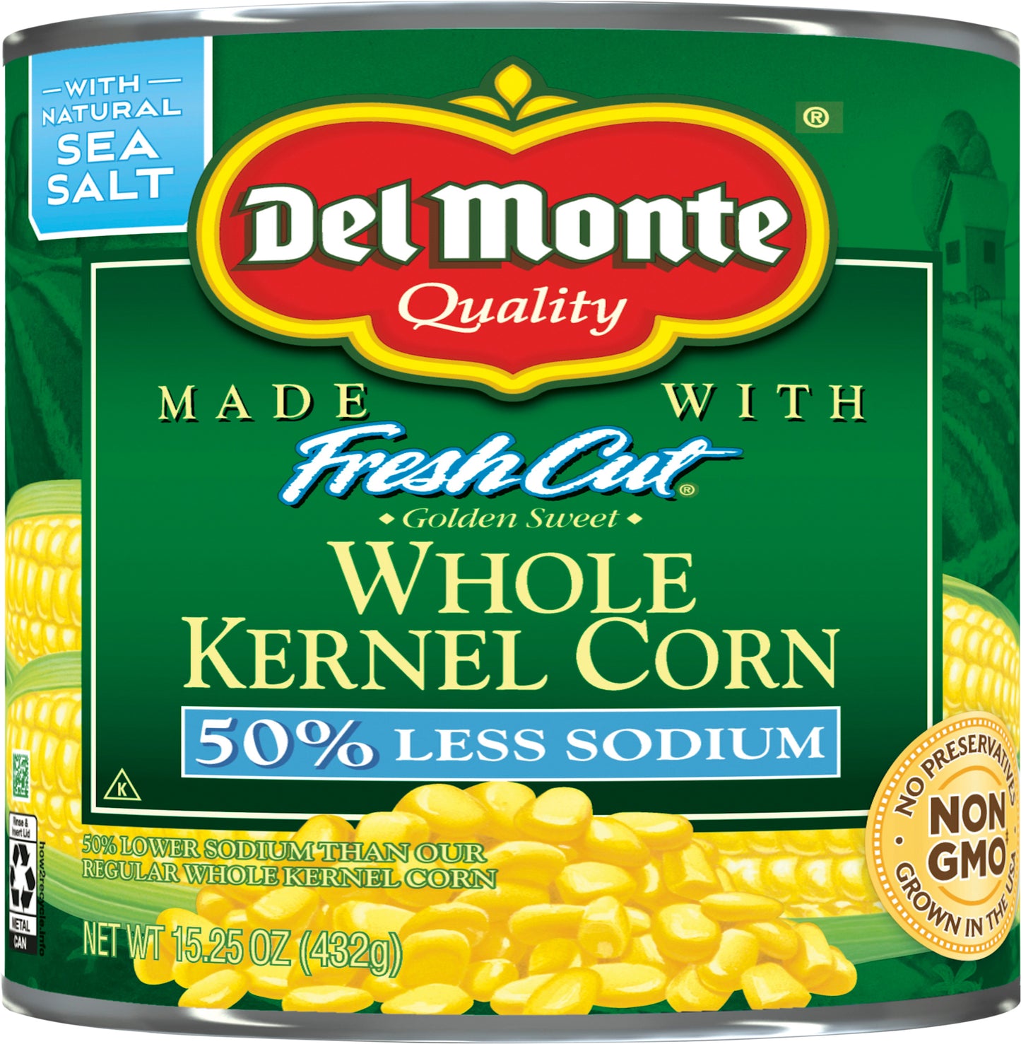Del Monte Fresh Cut 50% Less Sodium Whole Kernel Corn 15.25 oz Can