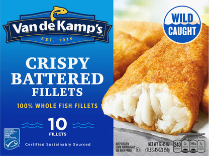 Van de Kamp's Crispy Battered 100% Whole Fish Fillets 10 ea