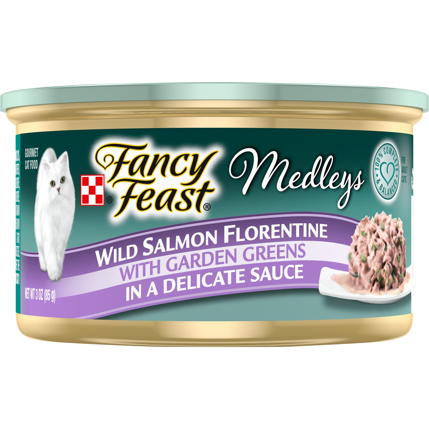 Purina Fancy Feast Wet Cat Food, Medleys Wild Salmon Florentine With Garden Greens in Delicate Sauce
