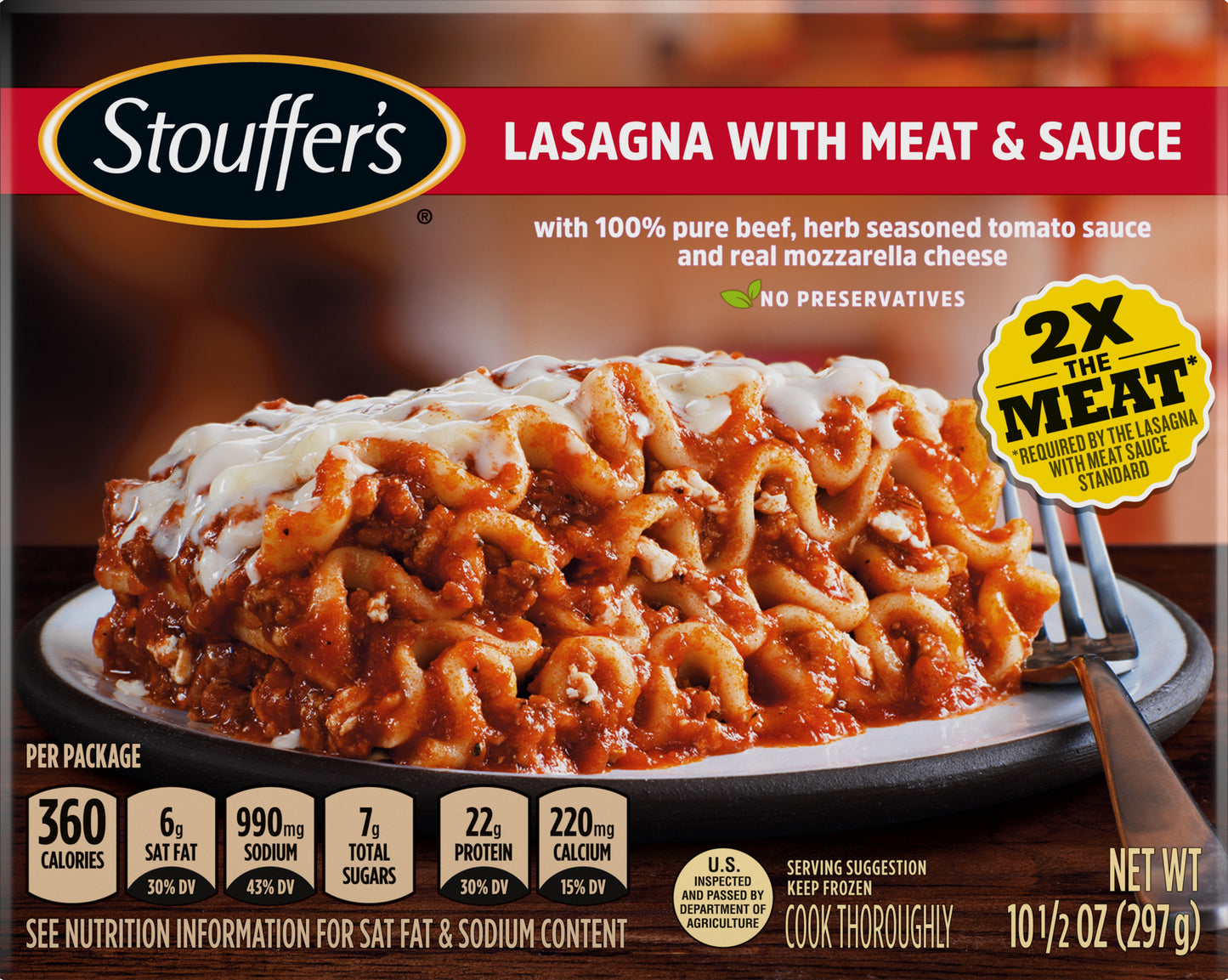 Stouffers Lasagna with Meat Sauce GPI - Centralia 10 1-2 OZ (297g) - 2021 Redesign