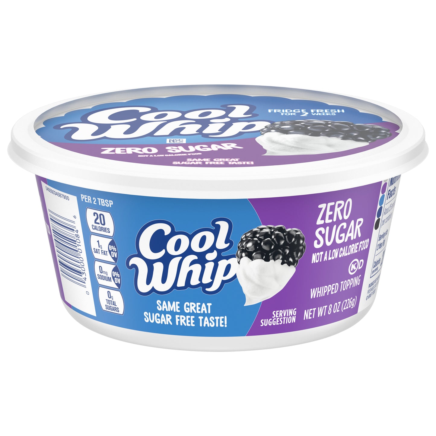 Cool Whip Zero Sugar Whipped Topping Lid 8 oz
