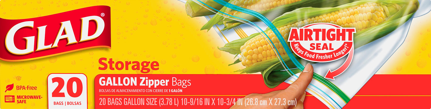 Glad Gallon Storage Zipper Bags 20 ea
