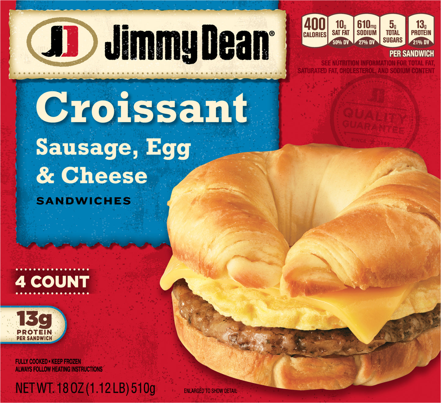 Jimmy Dean Sausage, Egg & Cheese Croissant Sandwiches 4 ea