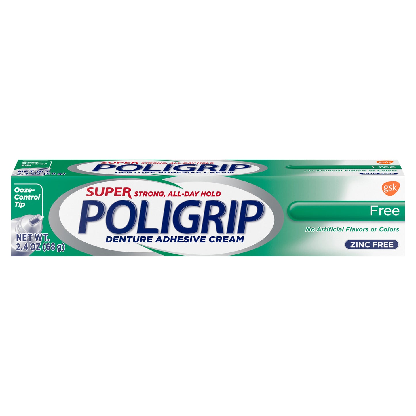 Super Poligrip Additive Free - Zinc Free Denture and Partials Adhesive Cream - 2.4oz