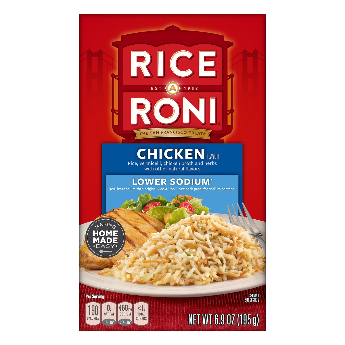 Rice A Roni Lower Sodium Chicken Flavor Food Mix 6.9 oz